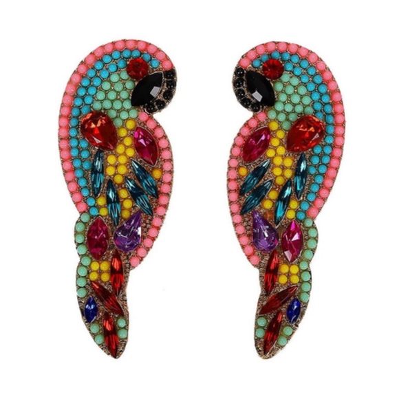 Gold-tone plated crystal bird stud earrings New - Picture 1 of 1